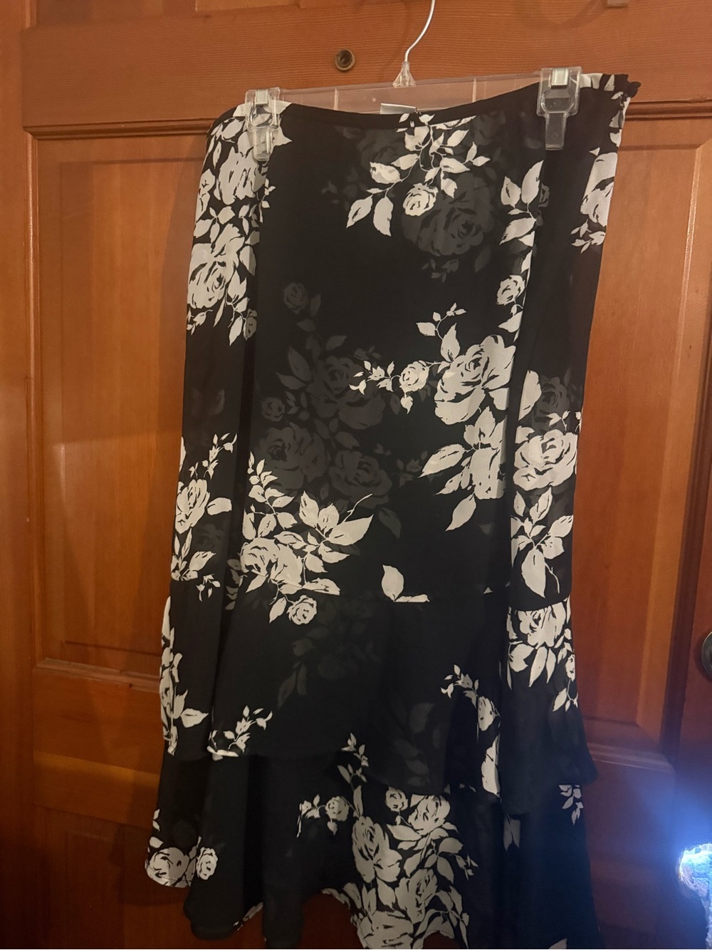Emma James Black and White Floral A-Line Skirt